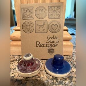 Stone House Cookie Stamp set of two with recipe book original box Ceramic